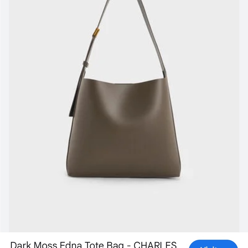 Charles & Keith Moss Green Structured Shoulder Tote NWT